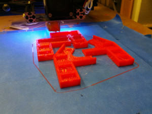 Printing OB 1.4 Lower Frame Braces in translucent red PLA