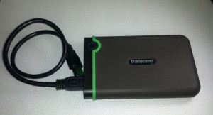 Transcend 1 TB USB 3.0 External Hard Drive - Military Drop Standards (TS1TSJ25M3)